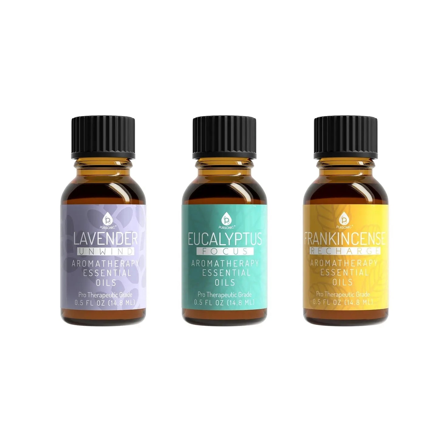 3 Pack Aromatherapy Essential oils (Lavender, Eucalyptus, Frankincense) DC-PURSONIC