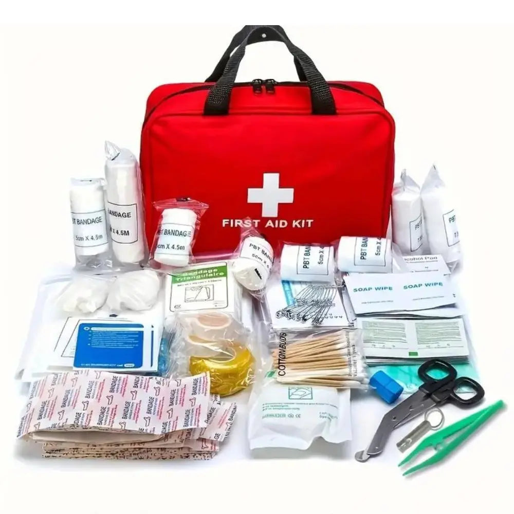 173pcs Large First Aid Kit: Portable Bag For Outdoor Hunting, Hiking, Camping And More - Including Emergency Supplies! DC-Outdoorzees